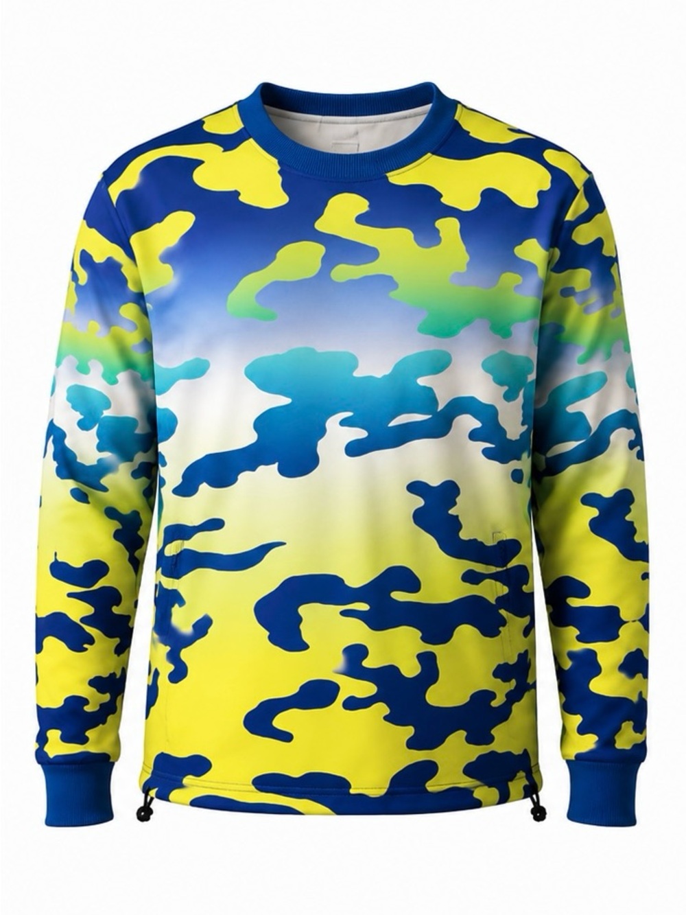 CREATE 2MRW Blue & Yellow Camo Crewneck Sweatshirt